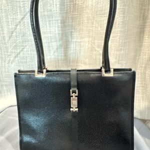 Vintage Gucci Black Leather Tote Bag